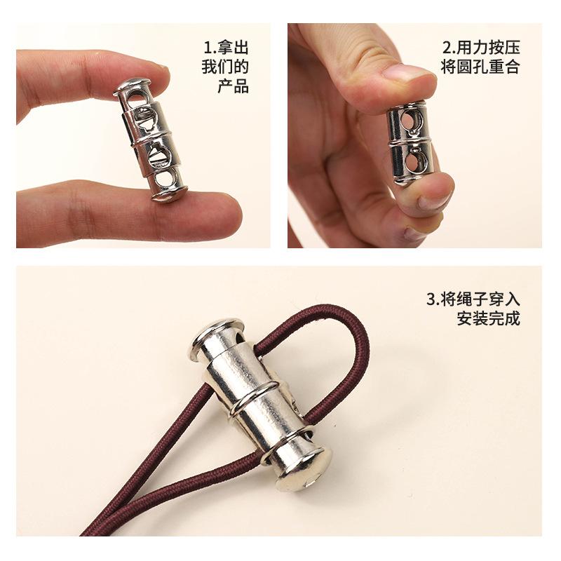 Metal Double-Hole Spring Buckle Pig Nose Buckle Trouser Foot Closure Elastic Buckle Down Jacket Sweater Rope Buckle