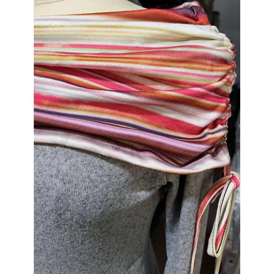 Høst Vinter Mote Kvinner Vintage Kjoler Klær Løs Midje Bred Sving Ett Skulder Langermet Kjole for Kvinner