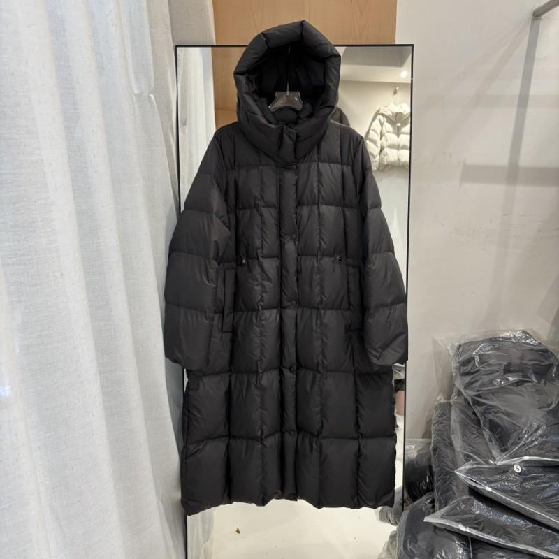 Womens Hooded Down Jacket Winter Warm Thick Puffer Coat Slim Fit Mid-Length With Pocket