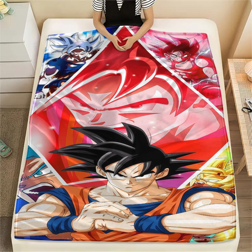 Son Goku Print Flannel Blanket, Soft Warm for Bedrooms Sofas Beds, Perfect for Travel Picnic Chair -HE19