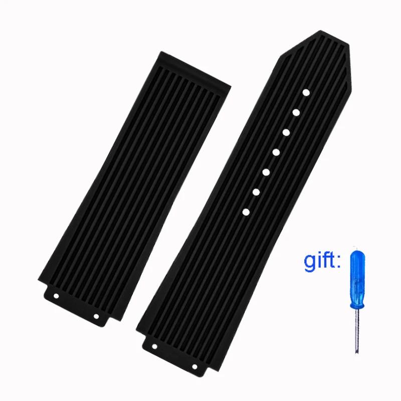 For Hublot Watch Men's Strap Yubo Big Bang Fusion Silicone Convex Interface Soft Waterproof Black Blue Strap 26-19mm Accessories