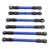 6pcs RC Car Steering Tie Rod Aluminum Alloy Spare Part Long Short RC Tie Rods Set for Traxxas Slash Remote Controlled Car Blue