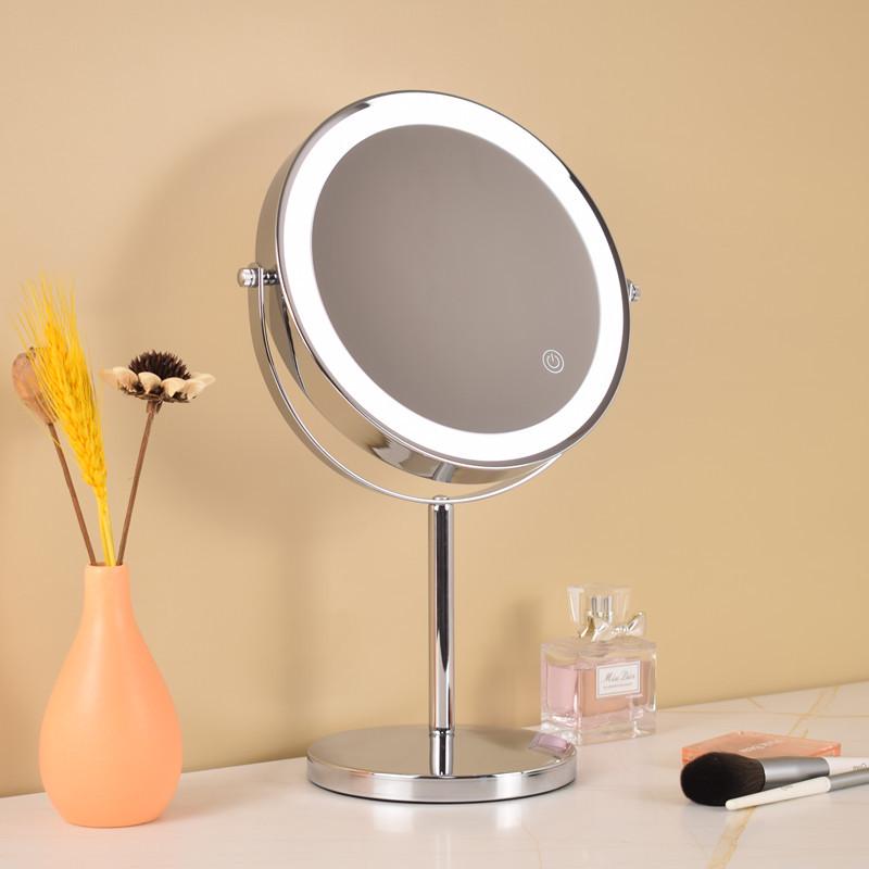 Large Double-Sided LED Makeup Mirror with Magnification and Fill Light for Vanity or Desk