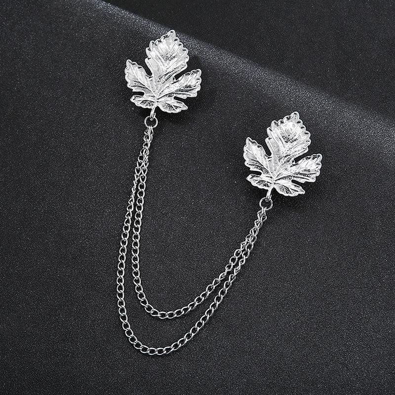 Korean Style Men's Blazer Brooch with Scissors-Shaped Metal Chain Accessory