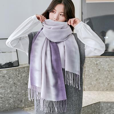 Winter New Women'S Tie Dye Gradient Imitation Cashmere Print Warm Scarf Shawl Versatile Scarf