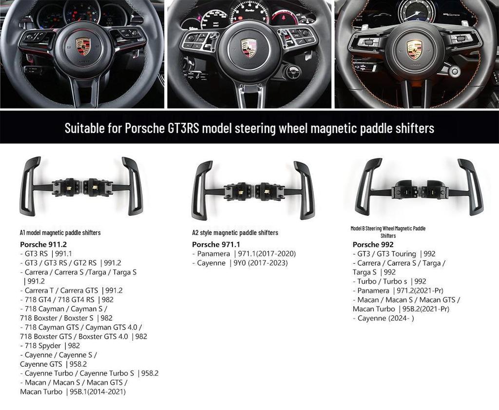 For Porsche Macan, Cayenne, 911, 718, Panamera, GT3 RS Steering Wheel Magnetic Paddle Shifters.
