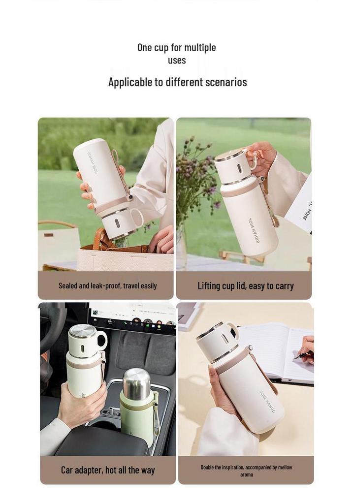 Premium 316 Stainless Steel Thermal Mug with Tea Separation, Large Capacity & Portable Handle