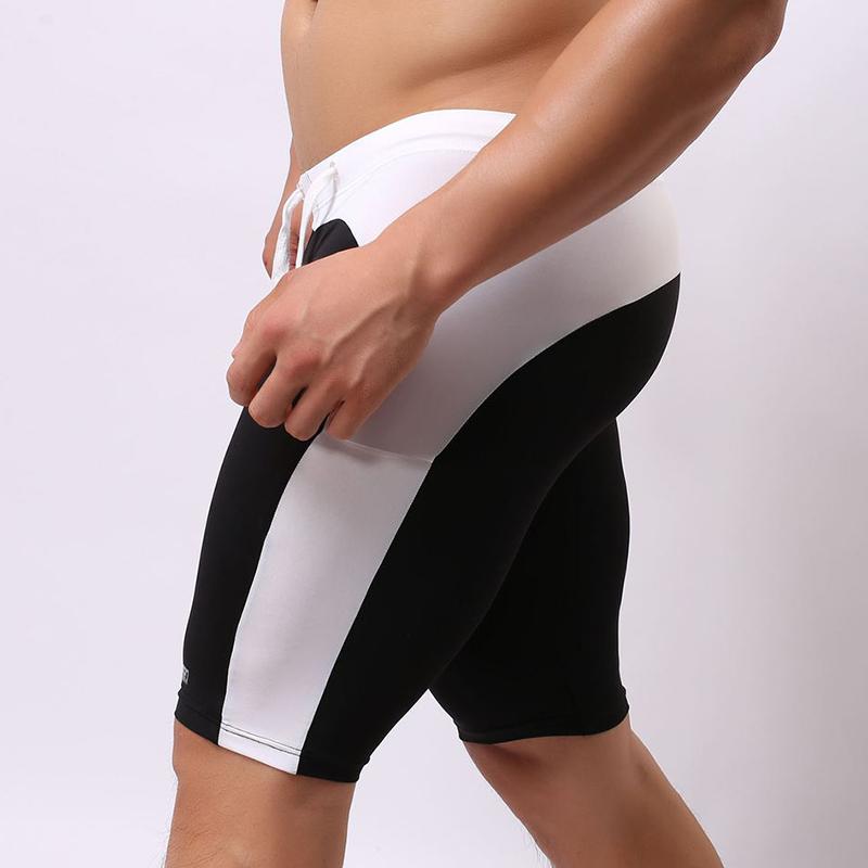 Herren Niedrig sitzende Slim Fit Fitnesshose Mode Kordelzug Color-Block Badehose Bequem eng anliegend Fünf-Punkt-Shorts