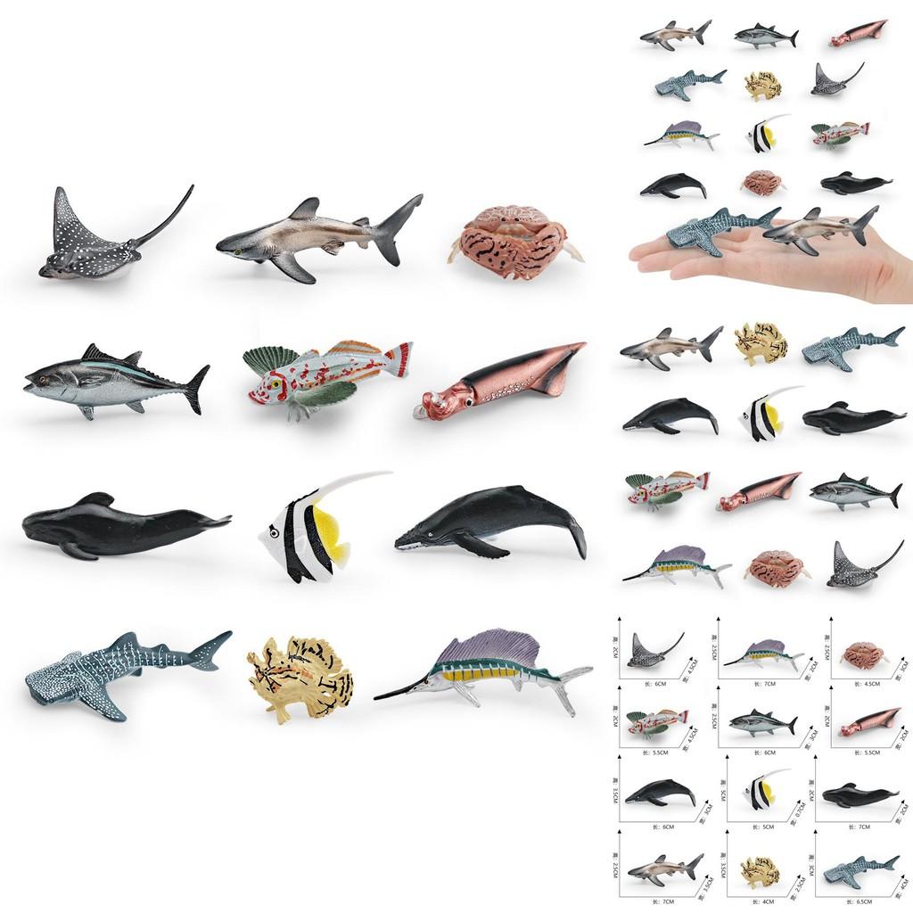 Simulated Deep Sea Ray Crab Squid Killer Whale Shark Model Desktop Ornament Set For Childrens Educational Playroom Decor