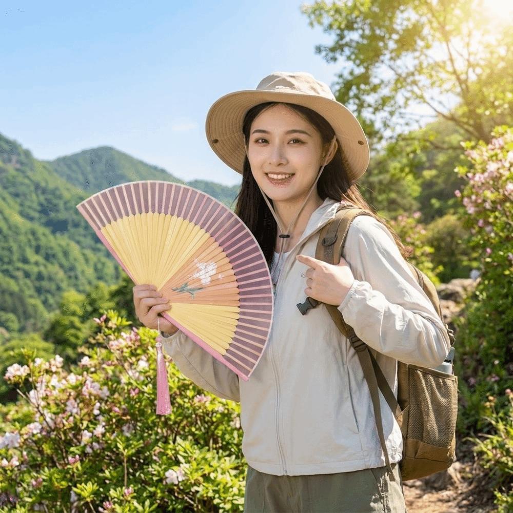 Floral Pattern Silk Bamboo Fan Exquisite Dance Fan Portable Chinese Style Fan Home Decoration