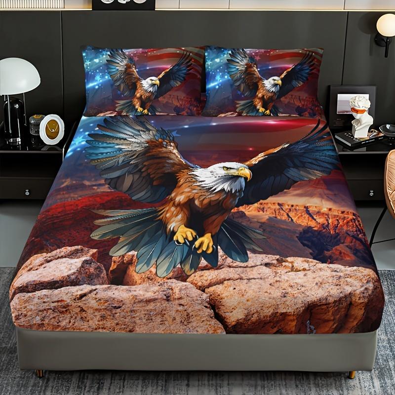 1pc Fitted Sheet Animal Wolf Eagle Lion Cat Cattle Print 100% Polyester Breathable Bedding Set for Home Decor Without Pillowcase