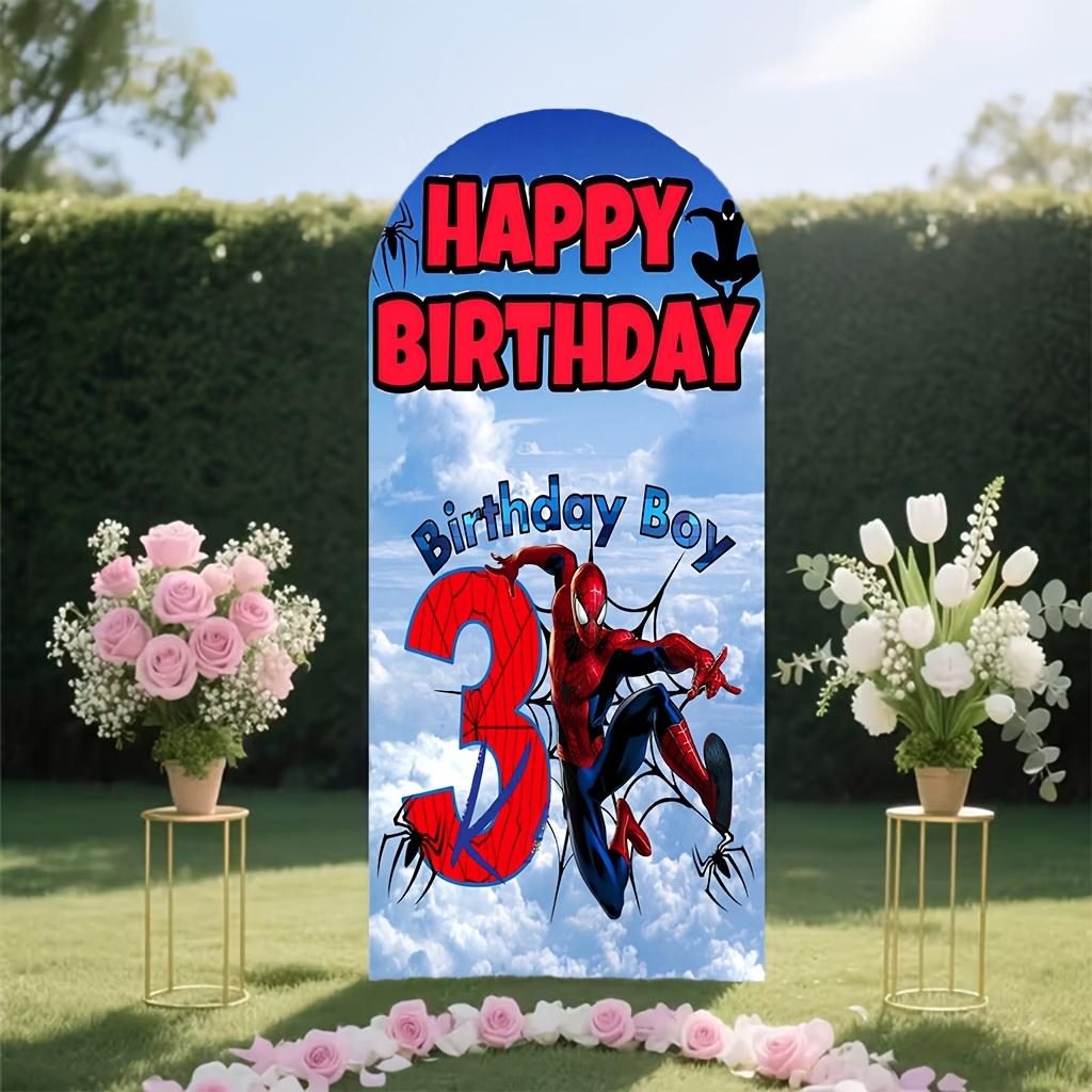 BEPAN Spiderman theme arched background customizable children's birthday party decoration background baby shower props stretch fabric