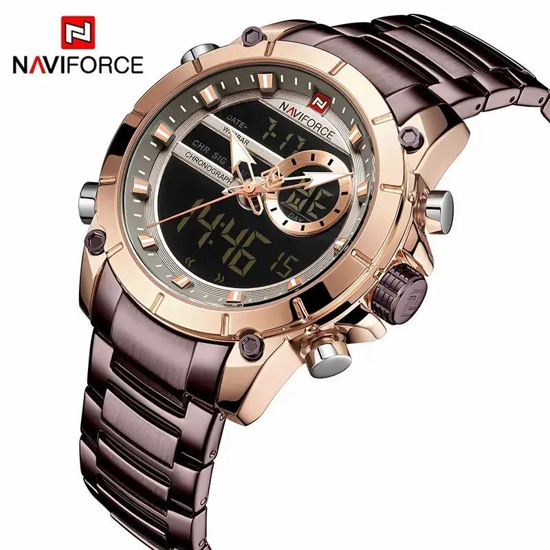 9163 Men Fashion Sport Wrist Watch Steel Waterproof Dual Display Luxury Watches Relogio Masculino Digital Quartz Watch