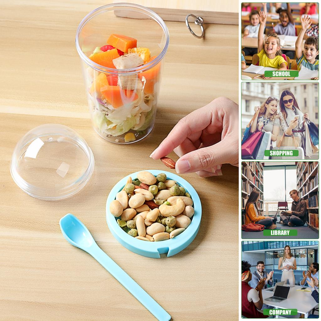 13.5oz Overnight Oats Containers with Spoons Overnight Oats Leak Proof Oatmeal Container Jars for Cereal Fruit Milk Salad Yogurt