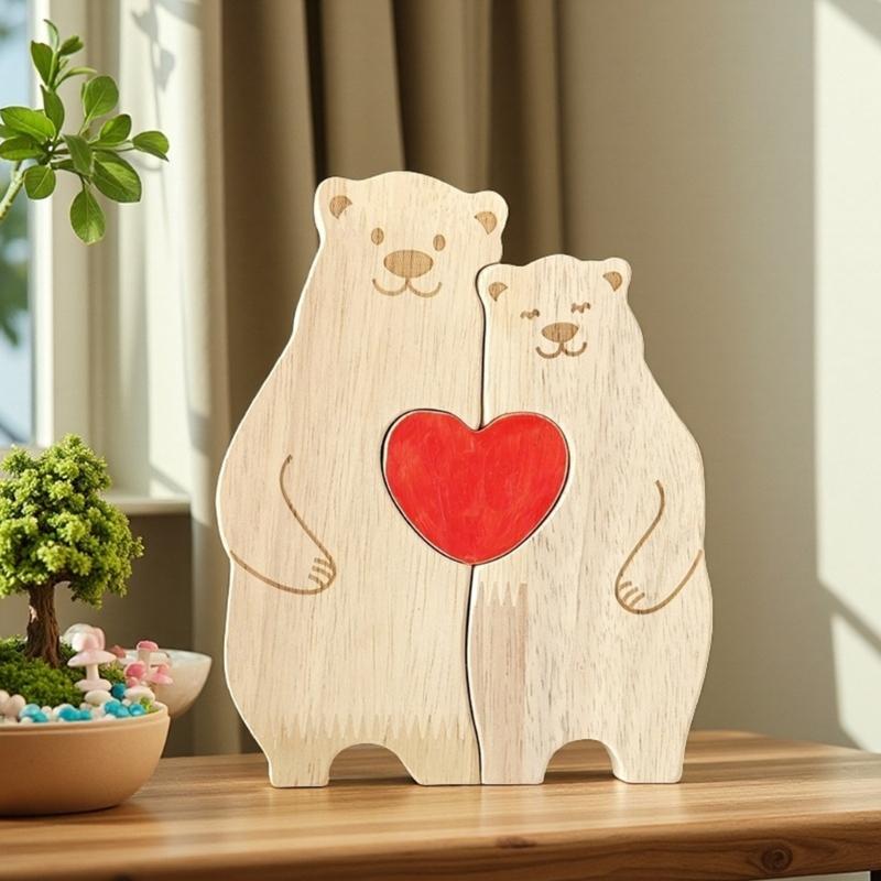 Personalize Wooden Bear Family Puzzle Housewarming Gift Unique Wooden Animal Puzzle Home Decors Wooden Cute Bear Puzzle
