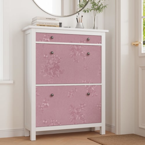 CRE8TIVE Floral Wallpaper Stickers, Pink, Self-Adhesive Wallpaper, 30x900cm, Embossed PVC, Cutting Sheet, for Applying Over Fusuma Doors, Self-Adhesiv