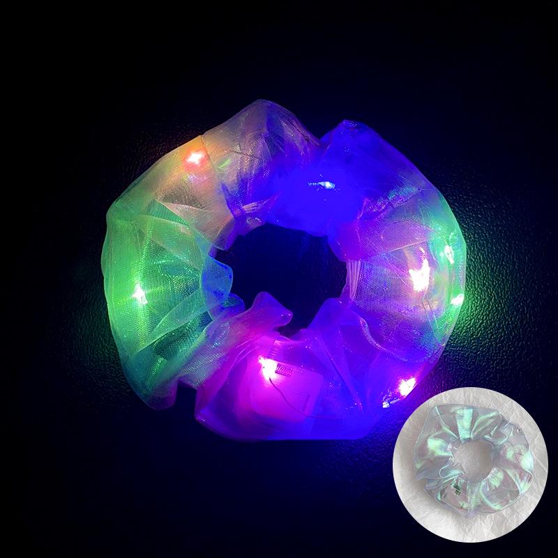 LED Işıklı Parlak Saten Noel Saç Tokası - Amerikan ve Avrupa Stilleri için Kalın Bağırsak Scrunchie Saç Aksesuarı