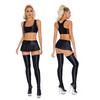 Ensemble Crop Top Brillant Mini-Jupe Bas Cuisse Vêtements de Club Lingerie pour Femme