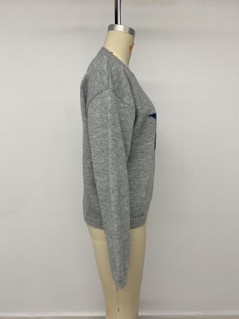 Autumn Winter Five-Pointed Star Lazy Fit Pullover Sweater
