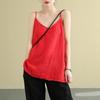 Damen Sommer Top Baumwolle Leinen Spaghettiträger Top Frauen Neckholder V-Ausschnitt Basic Gelb Ärmellos Tank Tops Locker Lässig Camis