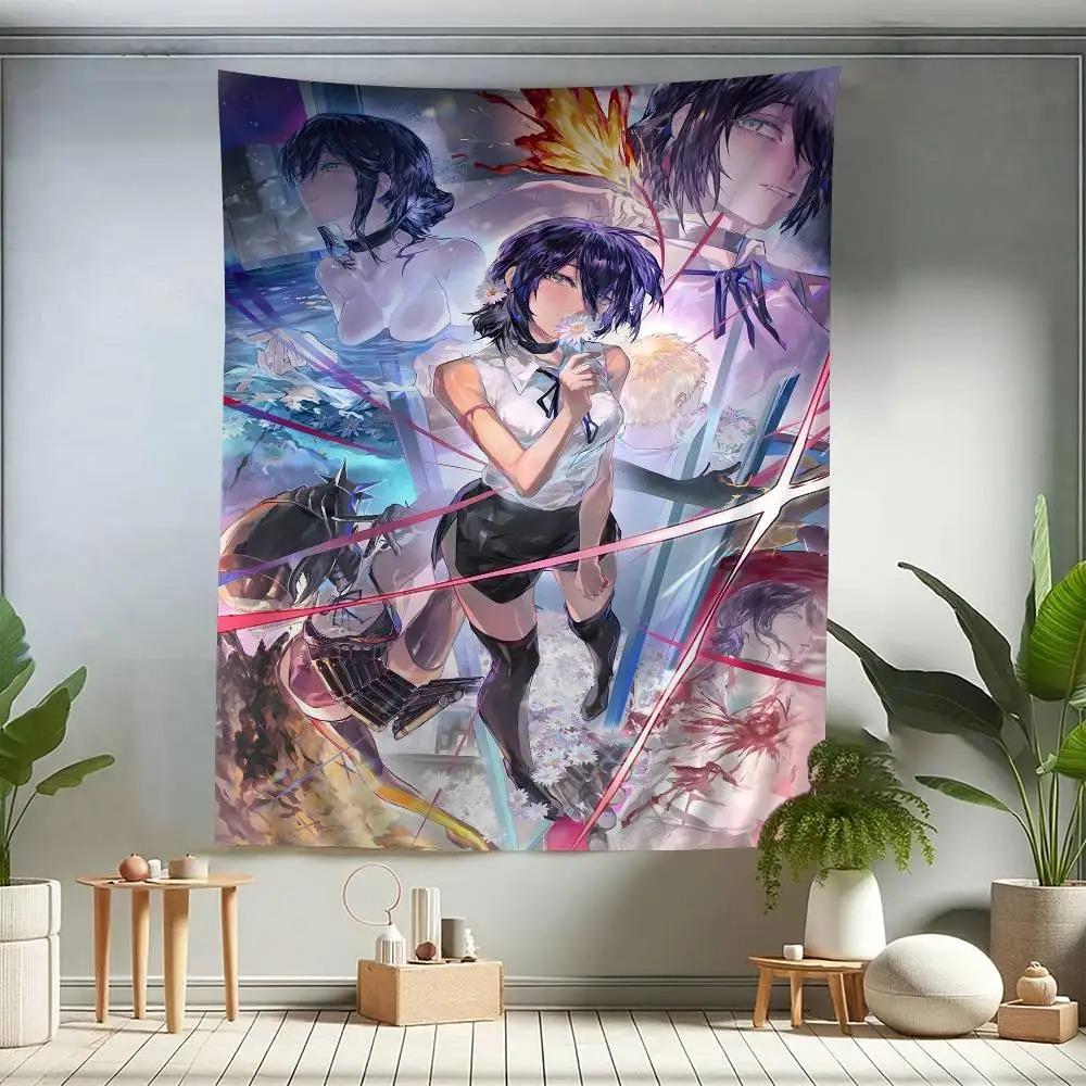 Anime CChainsaw Man RReze Cartoon Tapestry Wall Decoration Home Decoration Japanese Anime Printed Tapestry Dormitory