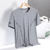 Ice silk short-sleeved men's summer elastic T-thin mesh men's quick-drying T-shirt short-sleeved sports fitness half-sleeved top half-sleeved