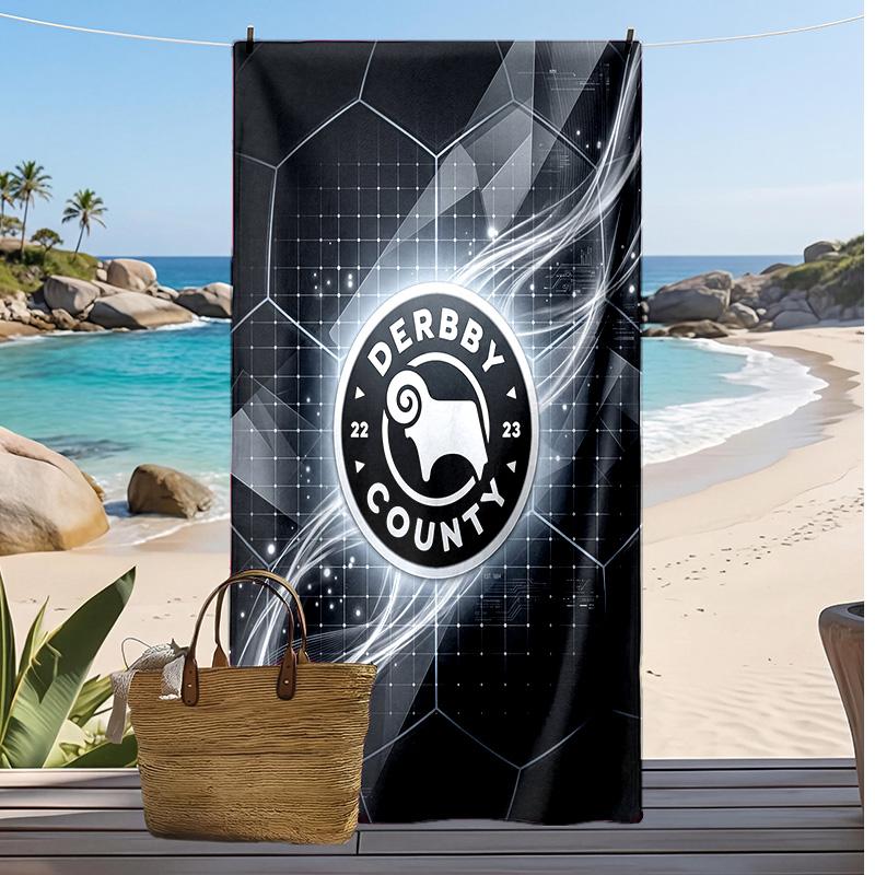 Toalla de Playa con Estampado de Fútbol del Derby County, Toalla Grande Suave de Secado Rápido para Playa, Camping, Natación