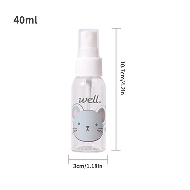 

Бутылочка с распылителем 40 мл, Одинарная, Домашняя, Дорожная бутылочка, Бутылочка с распылителем с мультяшным питомцем, Подходит для спирта, тоника, воды, Прозрачная