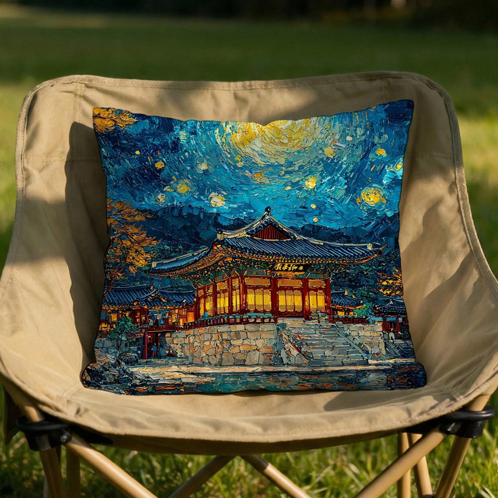 Korea Foguo Temple Cushion Cover Soft Reversible  Durable Pillow Cover  MultiScene Use for Home  Car Daily Comfort