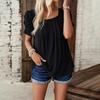 2026 Spring and Summer Casual Solid Color Square Collar Shirt Top