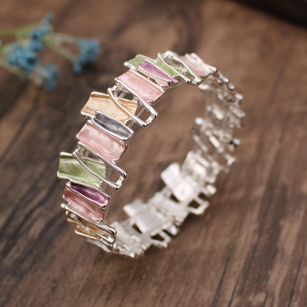 High qualityOne Piece · Summer New Enamel Irregular Color Drip Alloy Bracelet, Hand-Painted Oil Creative Geometric Splicing Women's Bangle for