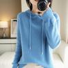 Women's Lace-up Knit Hoodie: Spring/Autumn Long Sleeve Loose Pullover Sweatshirt