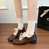 Women's Shoes 2025 New Autumn Versatile Fashion Square Toe Mid Heel Women's High Heels Lace Up Outdoor High Quality Shoes Ladies