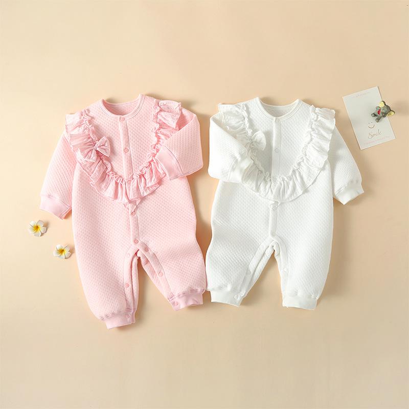 Charming Baby Girl Romper with Bow - Newborn Princess Crawling Outfit