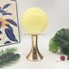 Round Ball Night Light with Golden Trumpet Base Table Lamp for Cream Style Apartment Bedroom Bedside and Tabletop