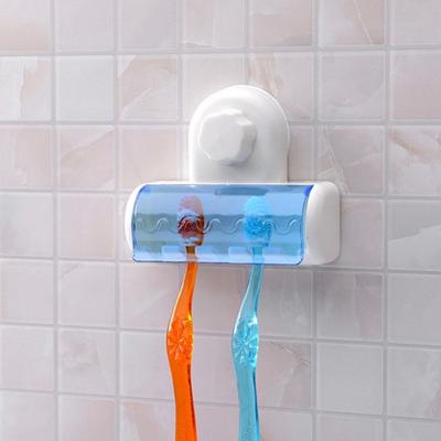 Creative Home Dust-proof Suction Cup 5 Toothbrush Holder Wall Mounted Stand
