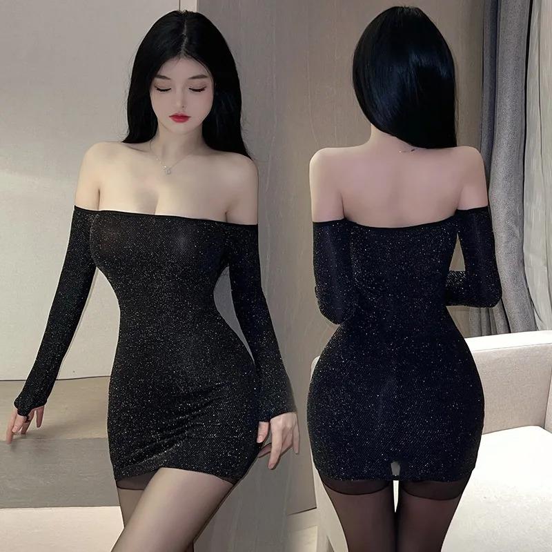 Hot Dress Tight Fitting Buttocks Uniform Nightclub Short Skirt Set Low Cut And High Elasticity Paty Girl Dresses For Women