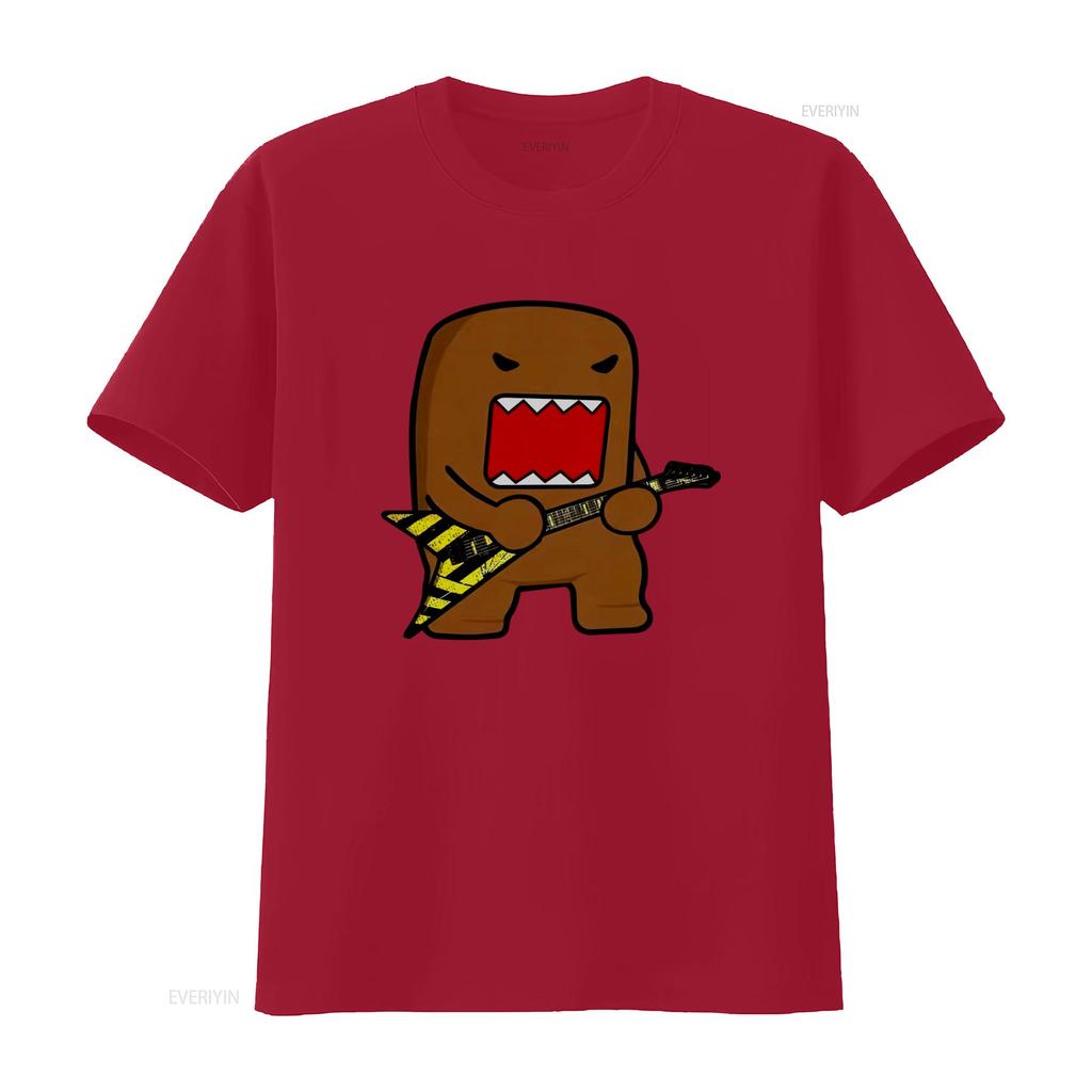 Domo Kun Rock T Shirt For Men Vintage Round Collar Guitar Print  vintage Washed graphic streetwear homme Stylish Unisex