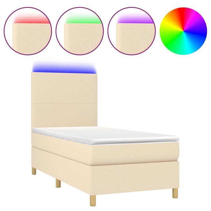 VidaXL Slat Bed Base with Mattress and LEDs, Upholstered Bed, Single Bed, Adult Bed for Interior Bedroom, 3135250