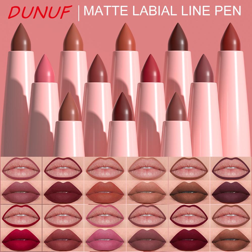 DUNUF 6-Piece Velvet Matte Lip Liner Set - Long-Lasting Lipstick & Pencil Artifact