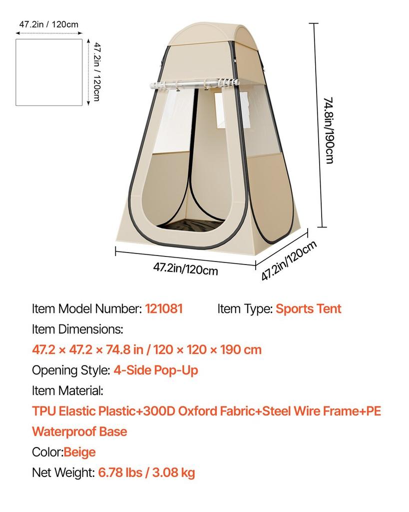 Pop up Sports Tent, 1.2x1.2 m Clear Bubble Tent for 1 Person, Waterproof Outdoor Pod with Floor Mat & Top Cover, Garden Igloo Dome Tents Camping