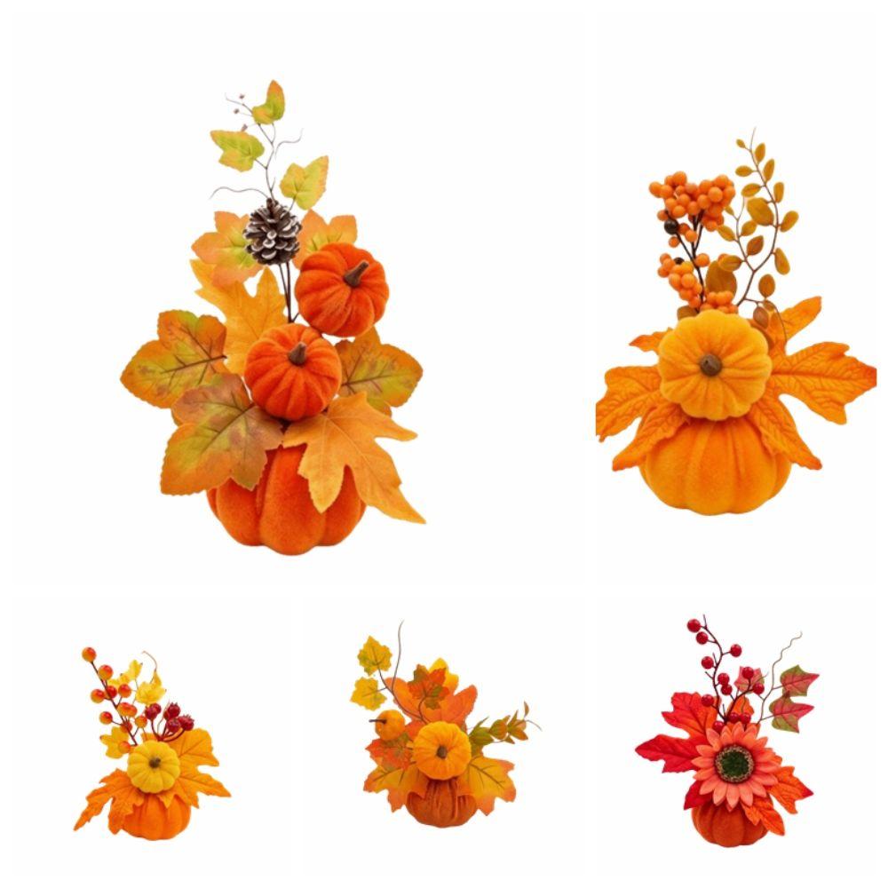 DIY Artificial Pumpkin Flower Bonsai Style Autumn Harvest Decoration Office Desktop