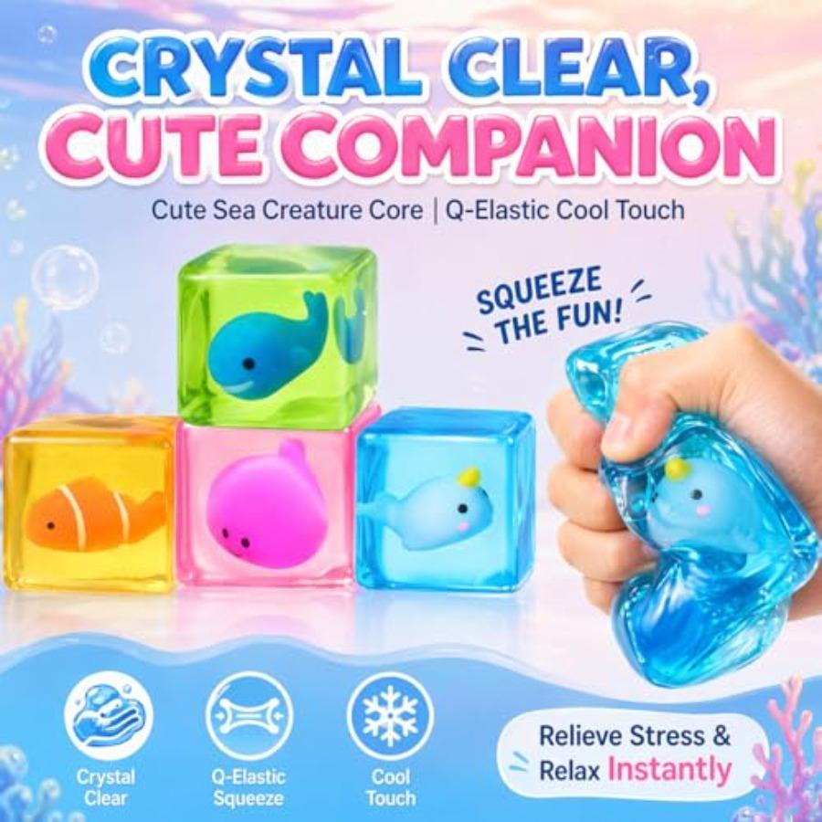 Stress Cube Fidget Toys 4 Pack Sensory Squishy Stress Relief Toys For Adults And,Soft Squeeze Anxiety Relief Fidget Toys For Ad
