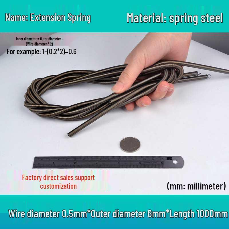 1 Meter Extension Coil Spring with Hook - Strong Tensile Force, Soft Sheath, Ideal for Sliding Doors and Tarpaulins