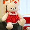 Bear Doll Soft Fluffy Red Dot Dress Lace Embellishments Comfortable Hug Bear Plush Toy Bedroom Pillow Sofa Decor