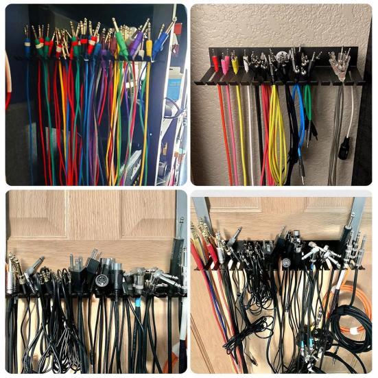 Wall Mountable Cable Hanger 14/19 Slots Metal Cable Holder Black Cord Rack Organizer Width from 5.5 To 9.5mm for Cord Management Studio Storage