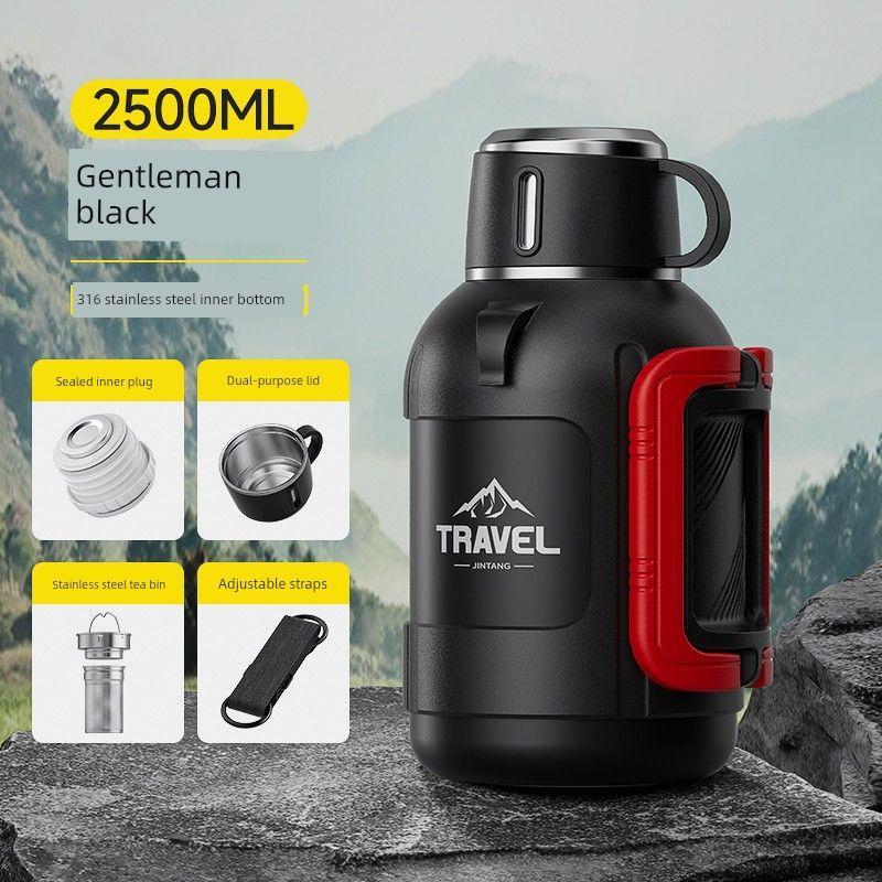 Short Stout Large Capacity Vacuum Cup Tea Water Separation Teapot 316 Stainless Steel Water Kettle Outdoor Car Kettle