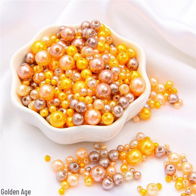 Iridescent ABS Imitation Pearl Round Beads for DIY Decoration and Macaron Makeup Box Filling
