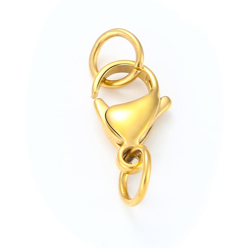 CX Custom 9-15 mm Lobster Stainless Steel PVD 18K Gold Plating ClawClasp for Necklace Bracelet Jewelry Making