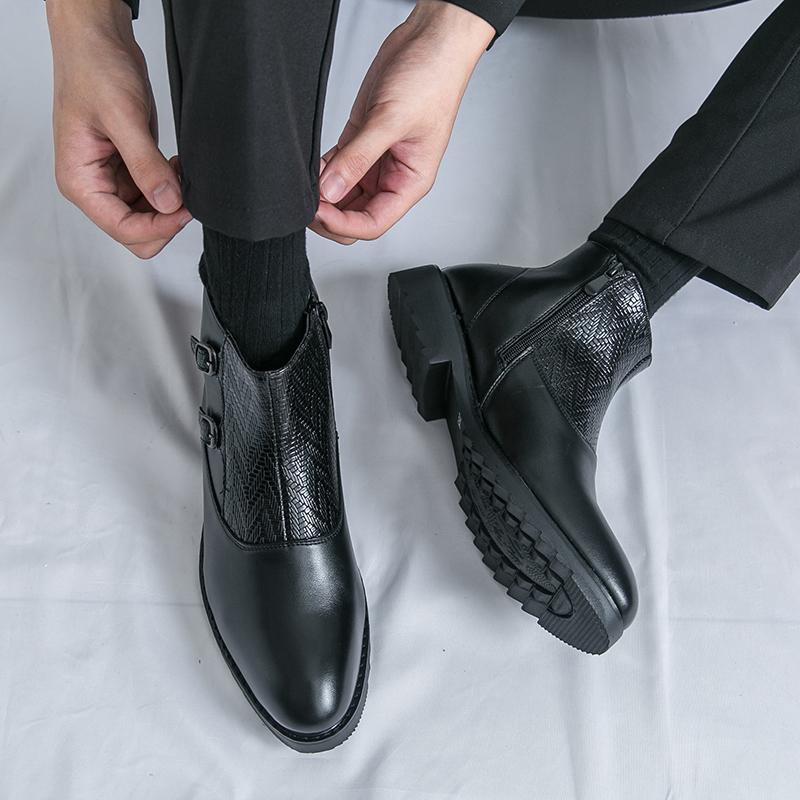 Men’s High Boots Dress Formal Retro Brown Ankle Boots Black Tuxedo Wedding Shoes Plus Size